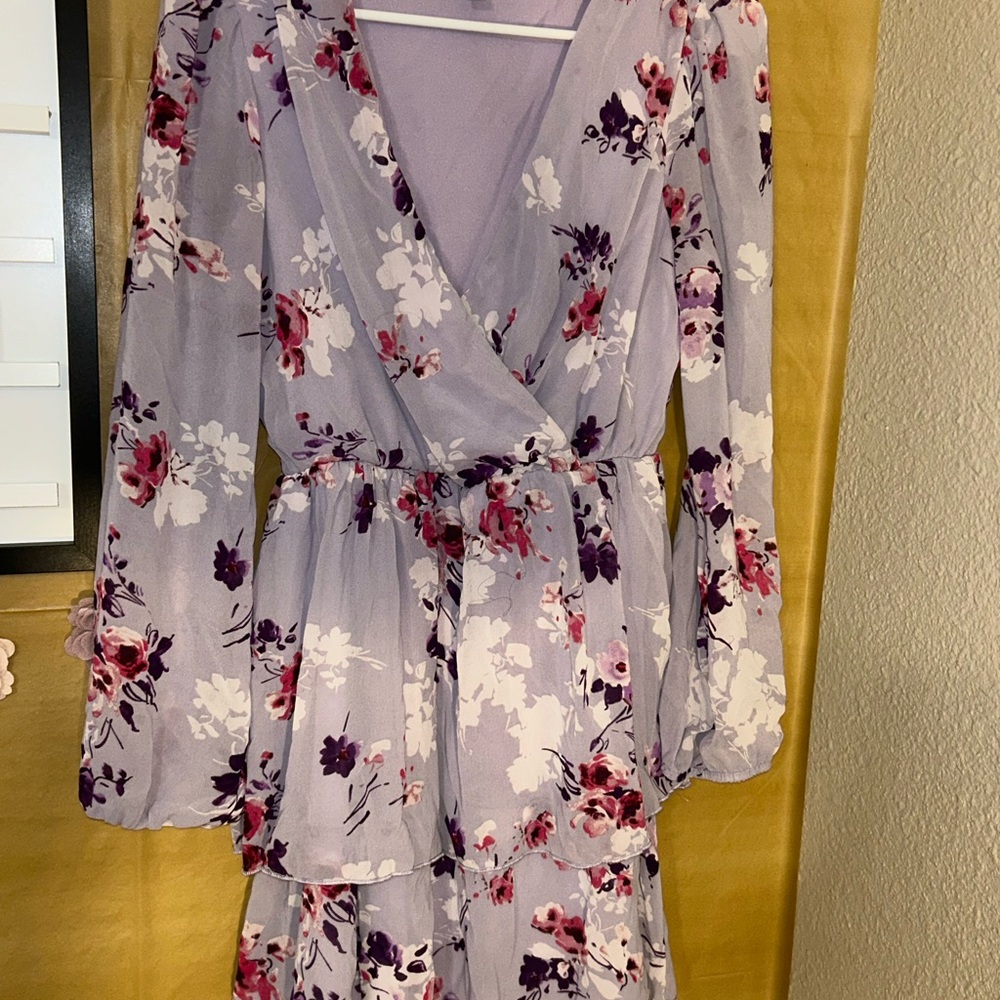 Floral Wrap Dress in Purple and Pink